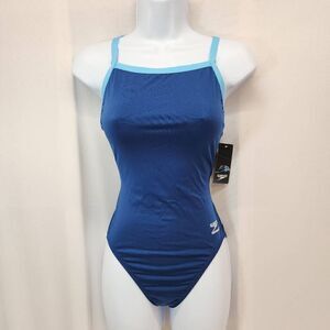 Speedo Size 6 Women's Swimsuit One Piece Endurance+ Flyback Solid Adult Navy/Blu
